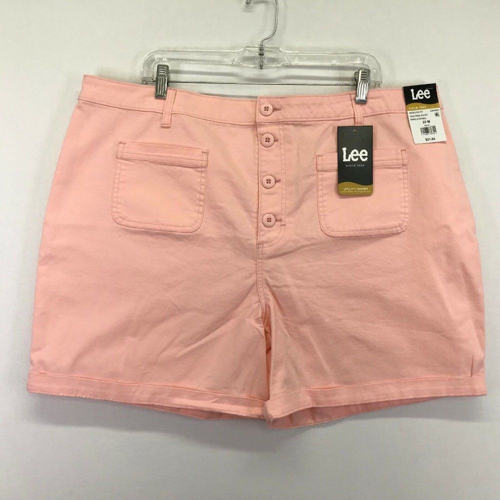 Lee Heritage High Rise Shorts Regular Fit Peach/Pink Stretch Button Fly Size 22M